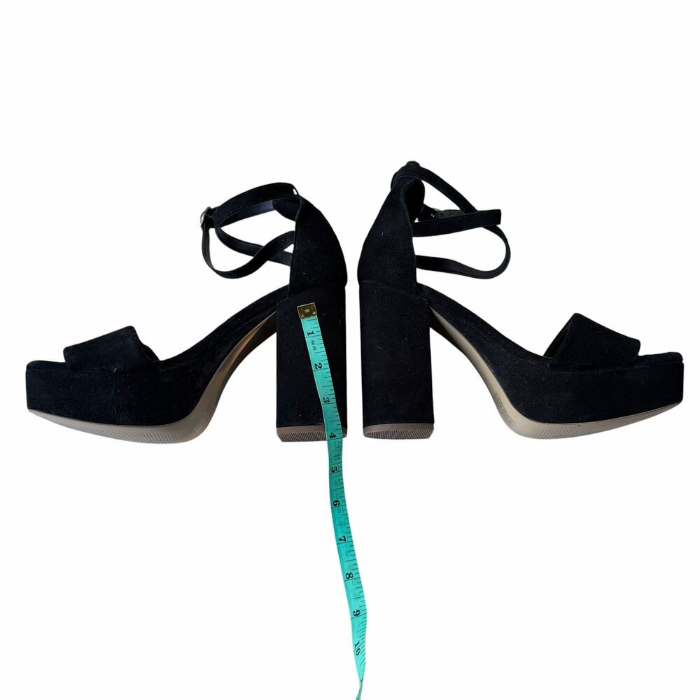 Free People Black Suede Platform Block Heel Ankle Strap Sandals EU 37 US 7 - Picture 8 of 14